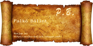 Palkó Bálint névjegykártya